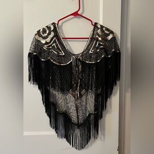 Black and gold shawl. Roaring 20’s event.